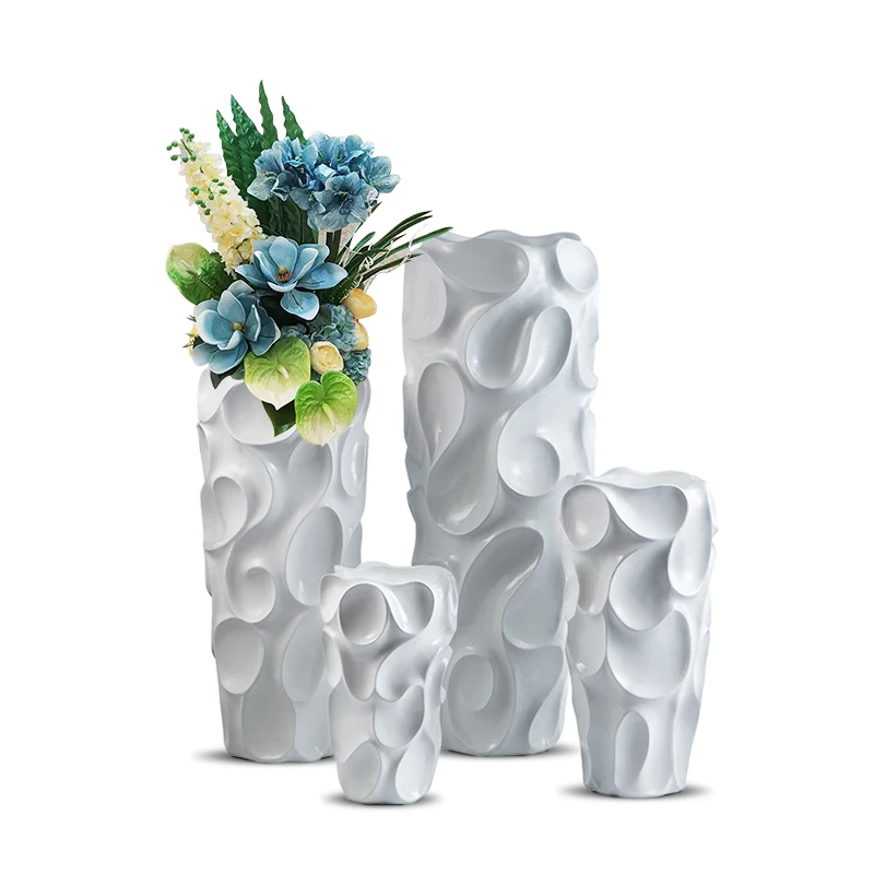 70/90/120/150cm XXL Floor Vase Factory Wholesale Floor Vases Tall Large White Cylinder Fiberglass Floor Flower Vase