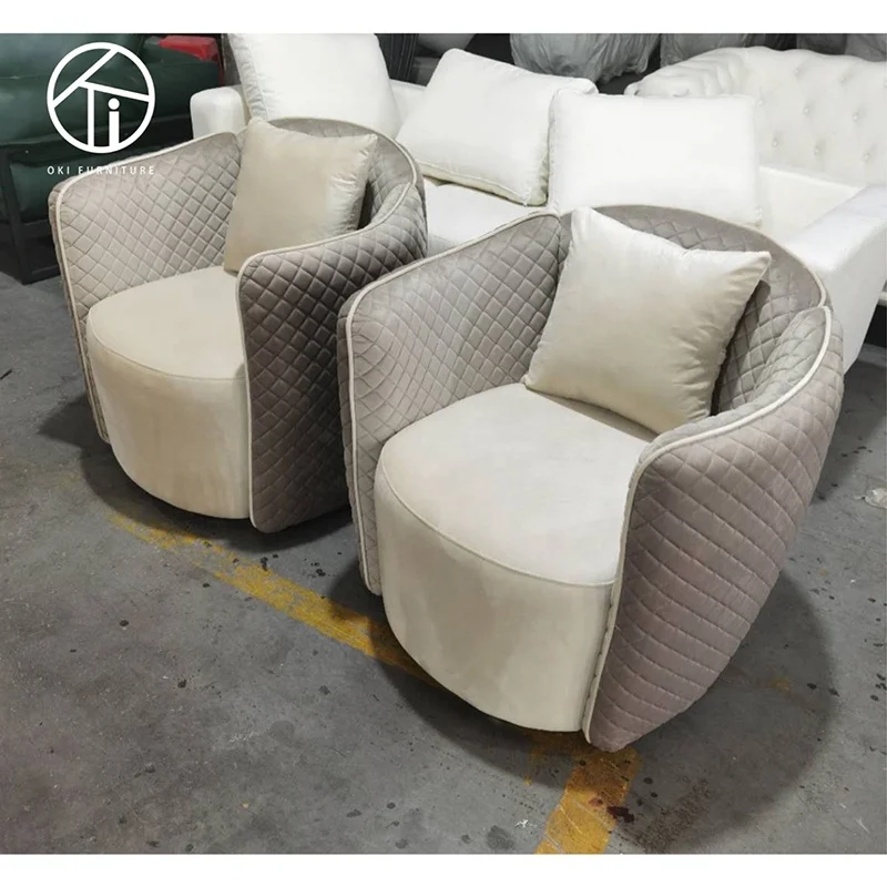 high end exclusive modern elegant living room furniture beautiful couch purple gold metal base leisure chairs single sofa