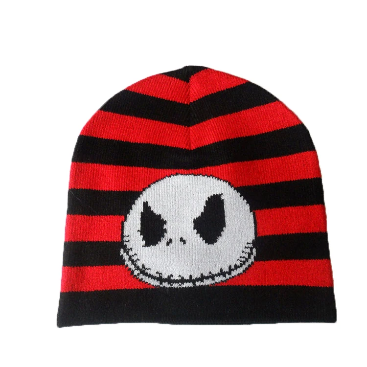 Halloween Funny Pumpkin Jacquard Black Skiing Beanies Hats Winter Warm Knitted Beanie Hats Women Men Wholesale