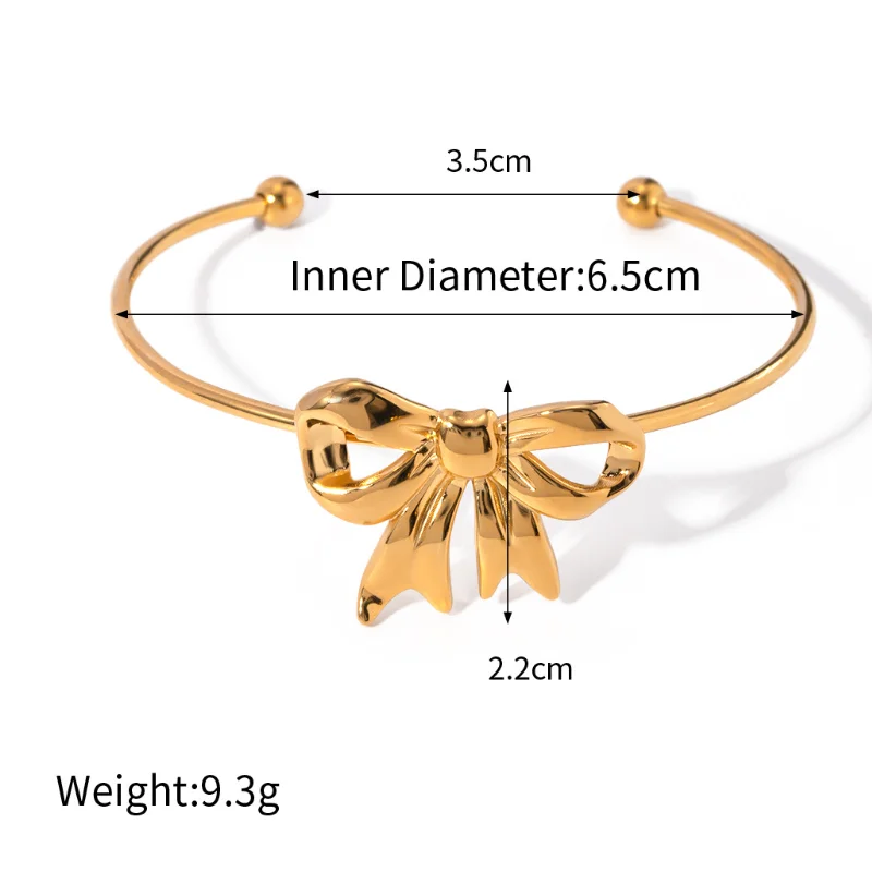 Trendy Stainless Steel Heart Bow Jewelry Fine Jewelry 18K Gold Plated Butterfly Knot Bow Earring Bracelet for Women