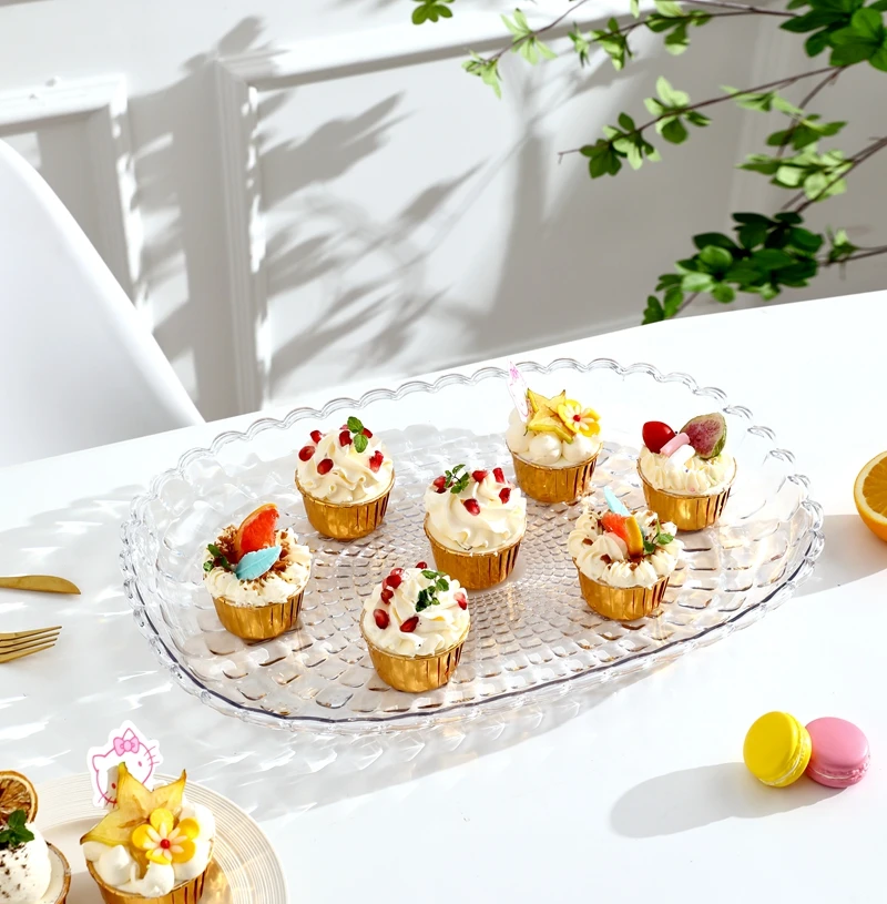 Food Grade Environmentally Friendly PET Material Square Pattern Stackable Plastic Trays Bread Rectangular Biscuit Tray