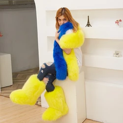 large size real fur boots winter fluffy fur snow boots for women