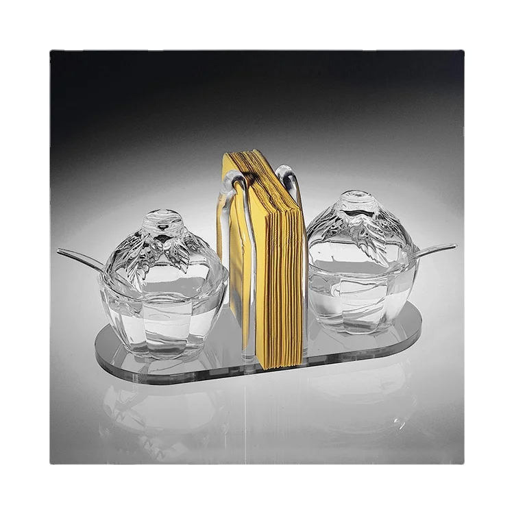 Custom Acrylic Sugar Bowl Storage Spice Jars Spoon Set For Kitchen Spices Jar