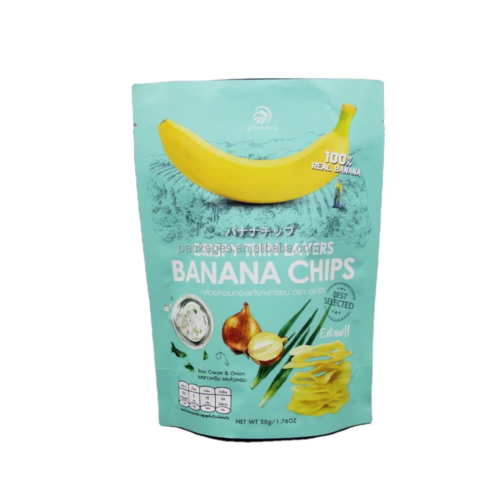 Custom printed snack food packaging bag /druit fruit chips bag/banana potato chips bag