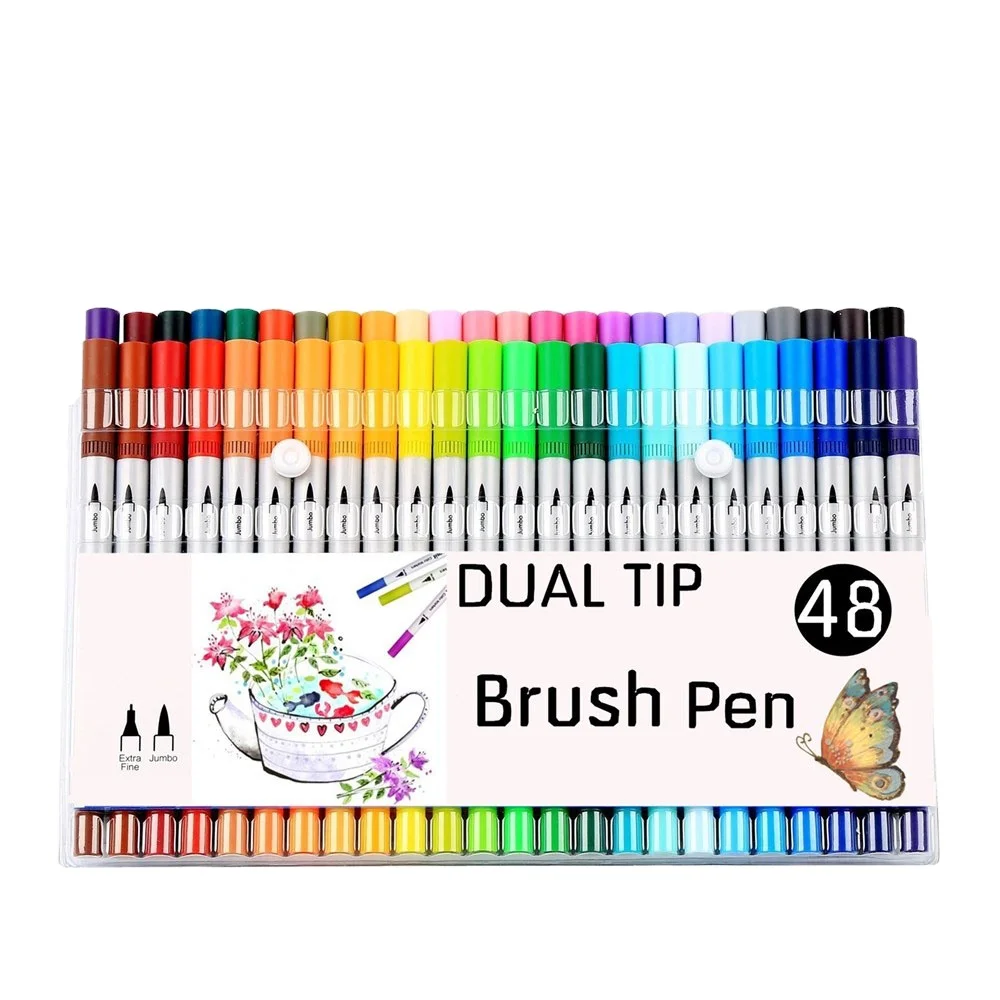 48 Watercolor Dual Tip Brush art Marker Pen Set