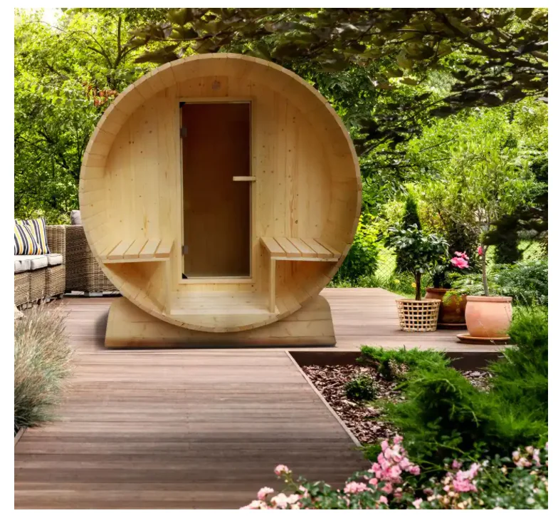 2022 New design barrel sauna room 5-Person Finland Pine outdoor sauna Electric Heater Sauna