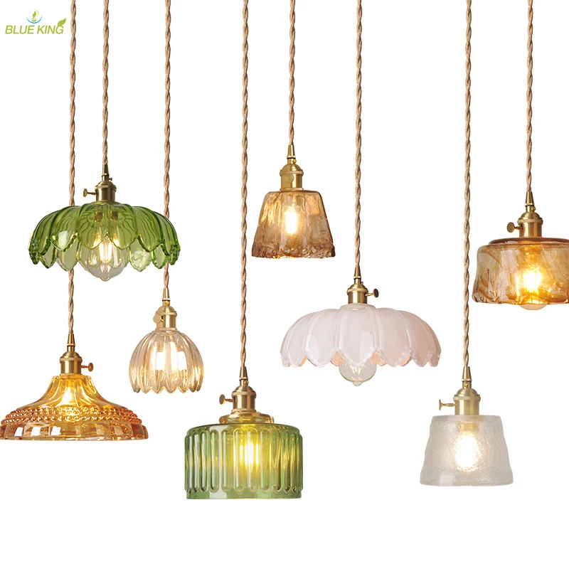 Post modern Nordic luxury colorful luxury crystal glass globe ball pendant lights for hotel living room lotus flower glass shape