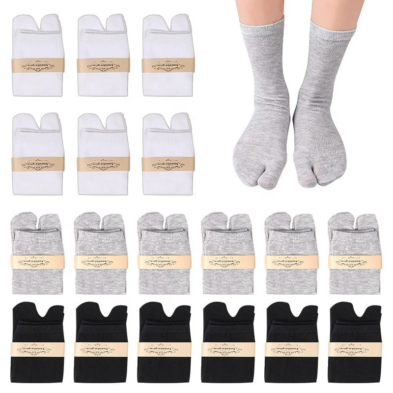 Оптовая продажа черные белые серые носки с 2 пальцами разрезом женские и мужские японские Tabi шлепанцы