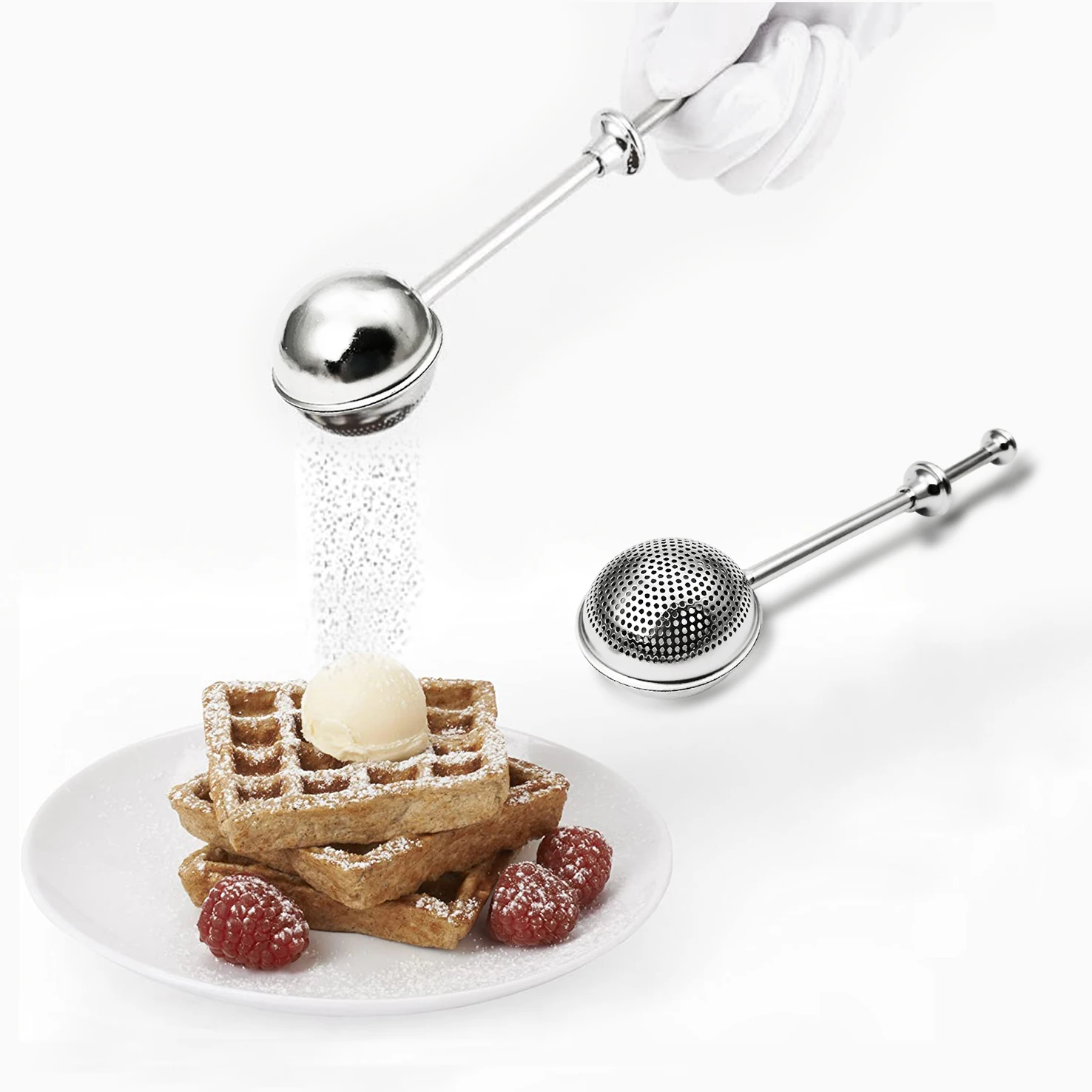 E-PIN 1Pcs Flour Duster for Baking with Spring Handle Dust Flour Sifter Bake Dusting Wand Rastry Sifter