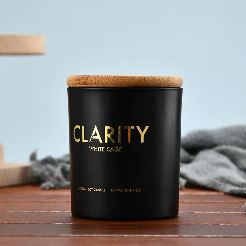 Custom Glass Candle Jars Wooden 12 oz 14 oz Christmas Concrete White Pink Amber Candle Jars For Candle With Lid In Bulk