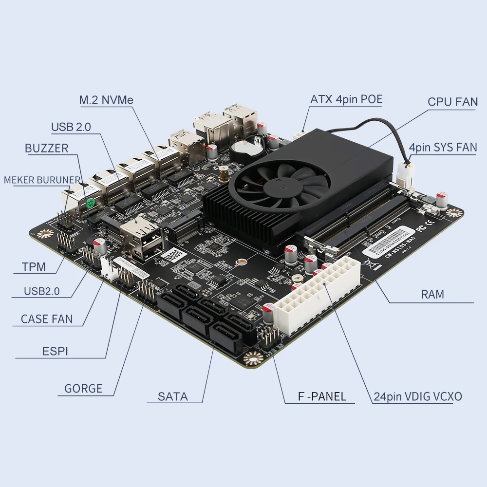 NAS материнская плата Ручка-tium N6005 i226-V 2 5G NIC двойной M.2 NVMe шесть SATA3.0 * DDR4 DP мини ITX 17x17 см мягкая маршрутизации
