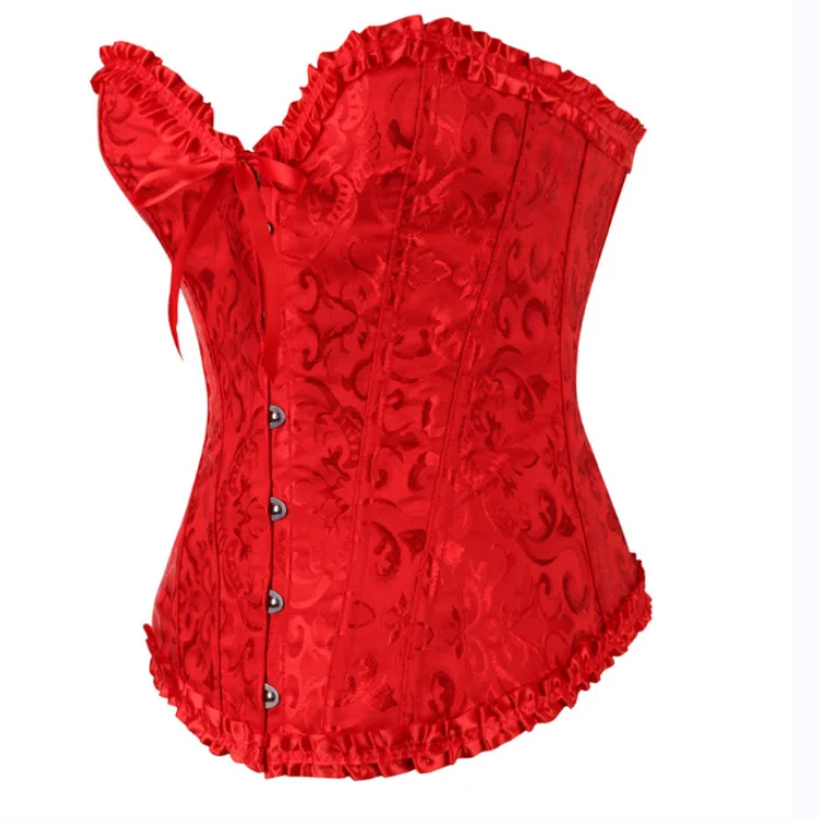 Red Top Sex Shop Sexy Elasticity Corset Lingerie Bustier Cross Cup