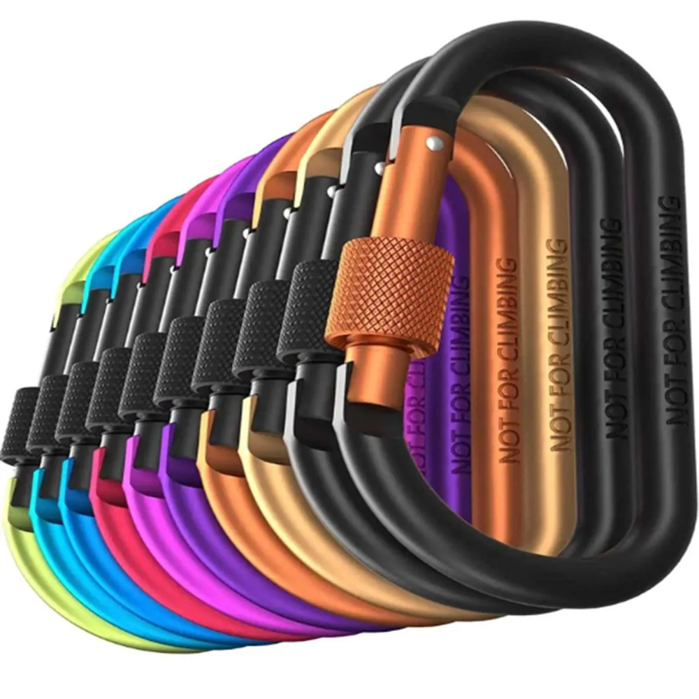 Carabiner Clips with Screw Gate Personalization Aluminum Carabiner D Shape Buckle Promotional Carabiner Keychain Clips