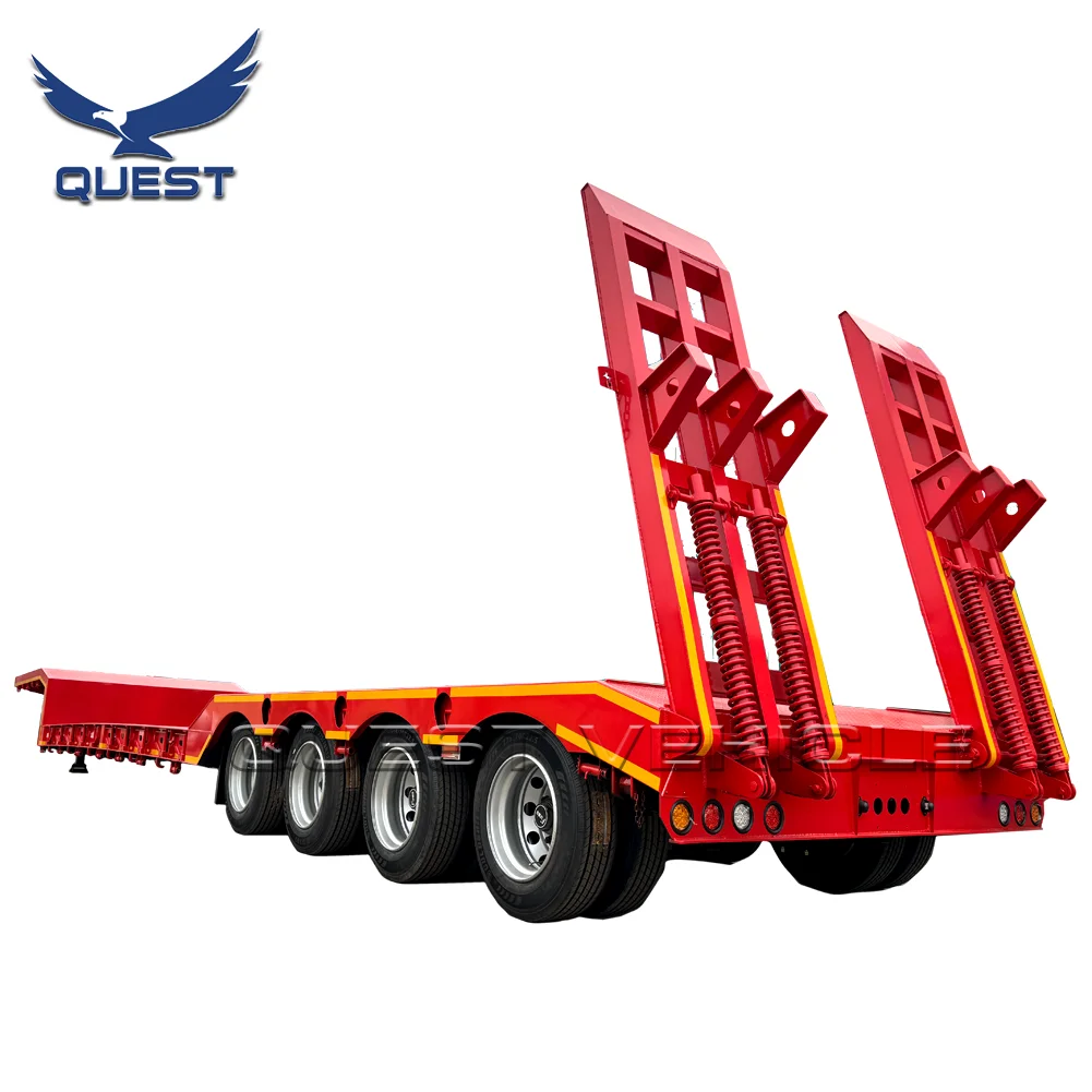 High Quality 4 Axles 70-80 Tons Low Bed Truck Semi Trailer Heavy Machine Truck Trailers