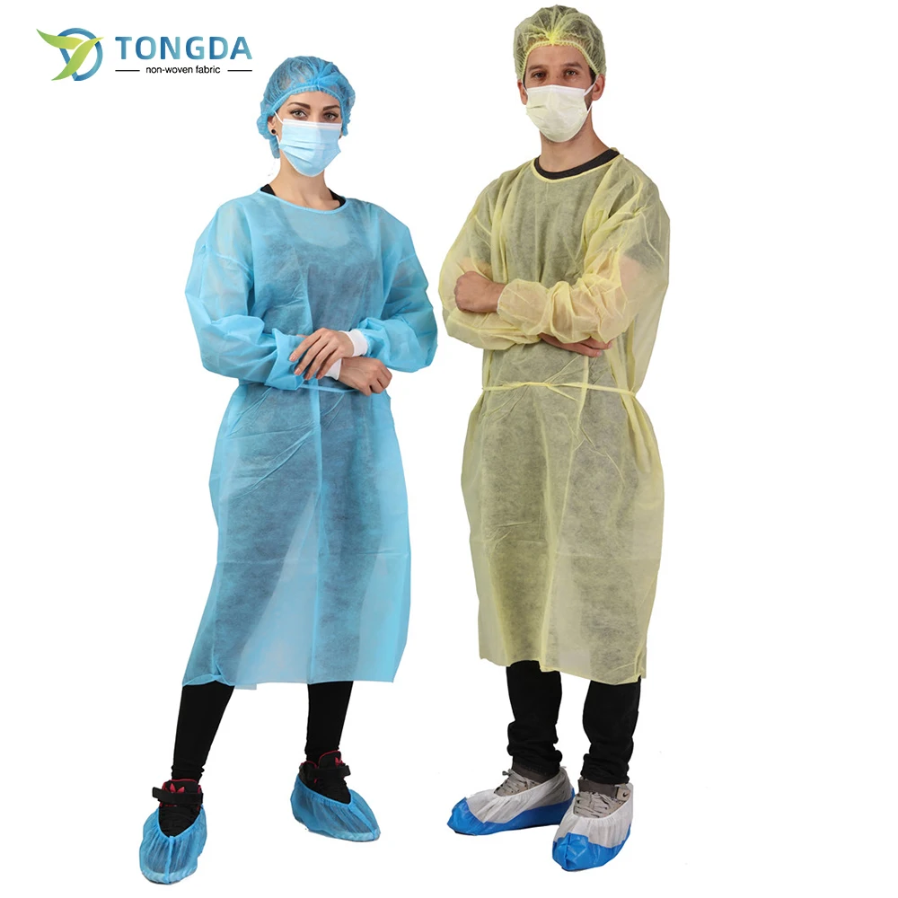Elastic cuff disposable surgical non woven patient gown with short sleeve