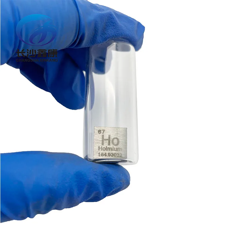 Rare Earth Elements Holmium Cube 99.9% Glass Sealed 10mm Density Holmium (Ho) for Periodic Table Collection