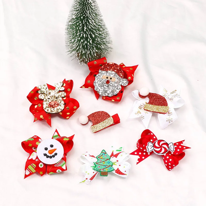 Luxury Custom Christmas Gifts Baby Hair Accessories Ribbons Sweet Cute Girl Hairbands Elastic Hair Bands Hair Ties