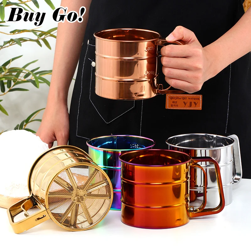 Baking Tools Kitchen Flour Sifter Cup Handheld Stainless Steel Fine Mesh Flour Sieve