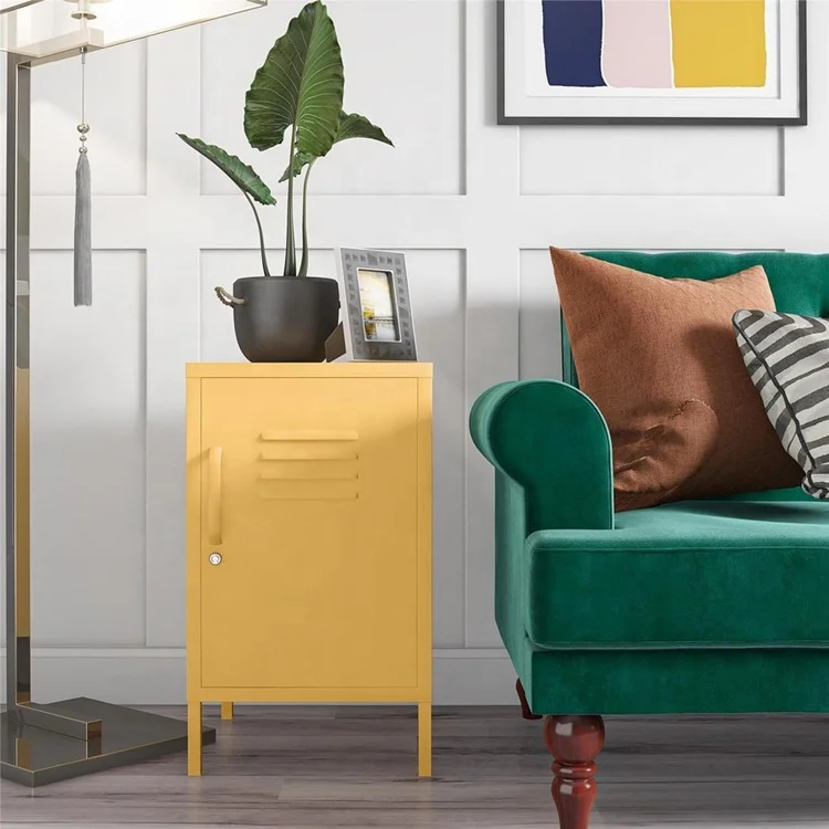 2022 New Modern Cute Home Furniture Metal Nightstand Colorful Bedside Table with Storage