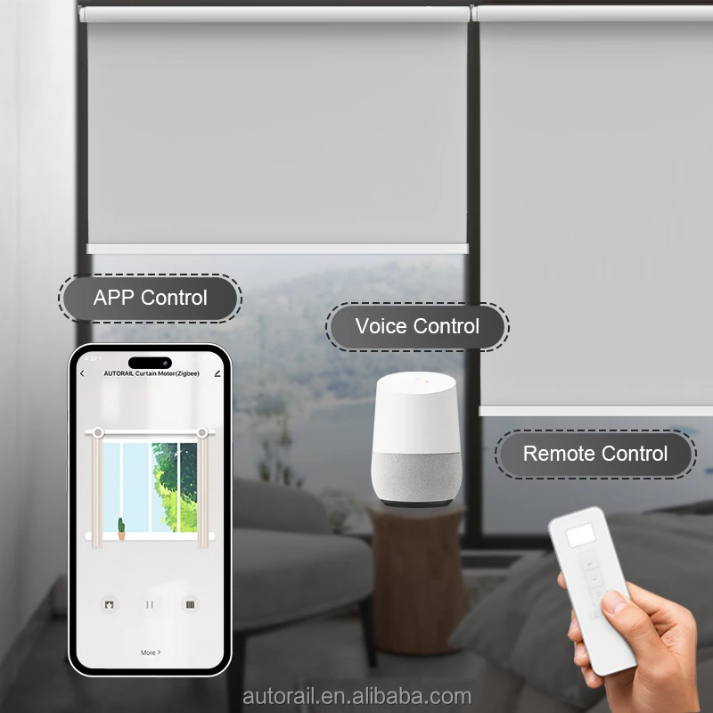 Tuya Wifi Zigbee Automatic Curtain Motor Smart Blind Zebra Lithium Battery Motorized Roller Blinds Motor