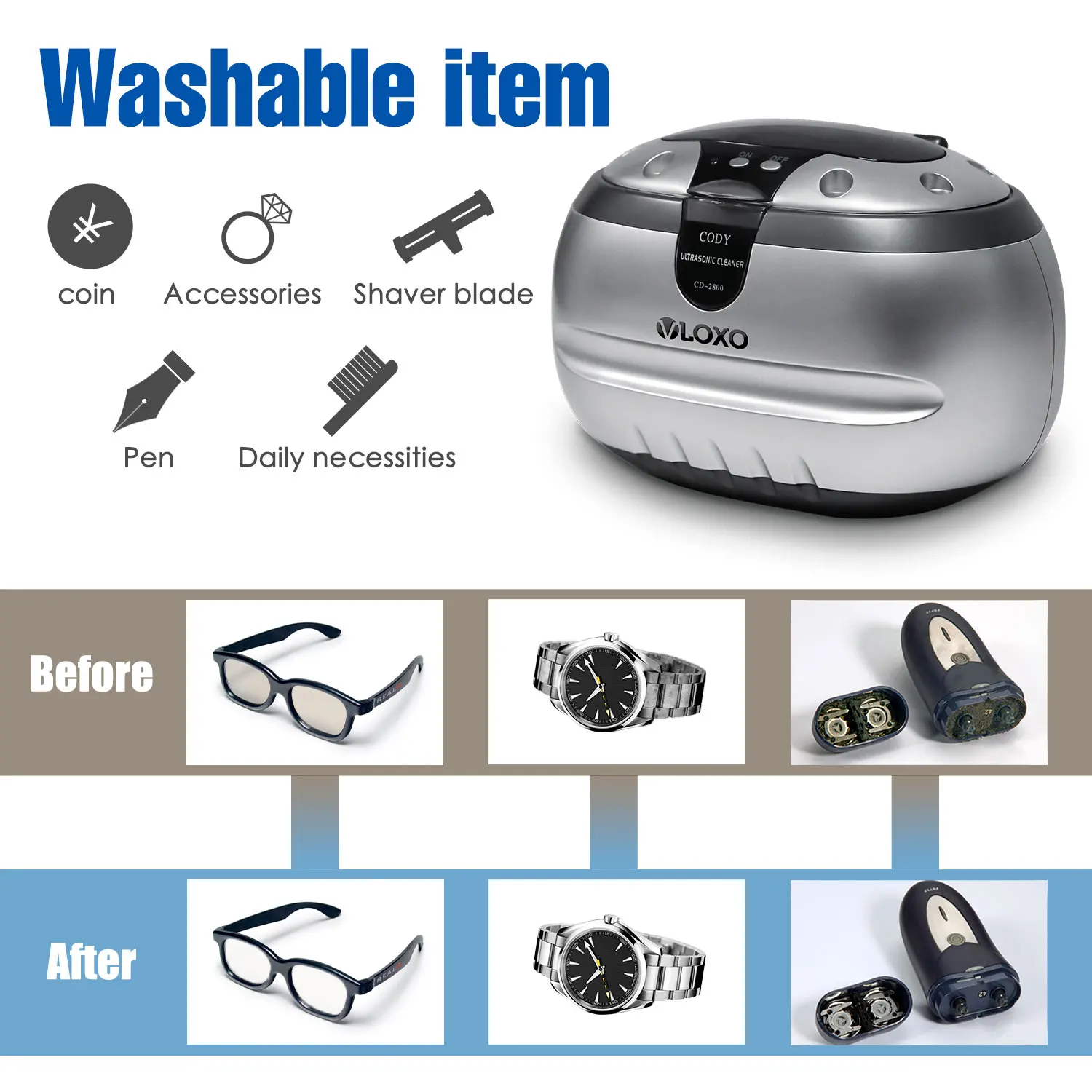 Home Diy Smart Appliance New Portable Mini Digital Ultrasound Tooth Brush Jewelry Ultrasonic Cleaner