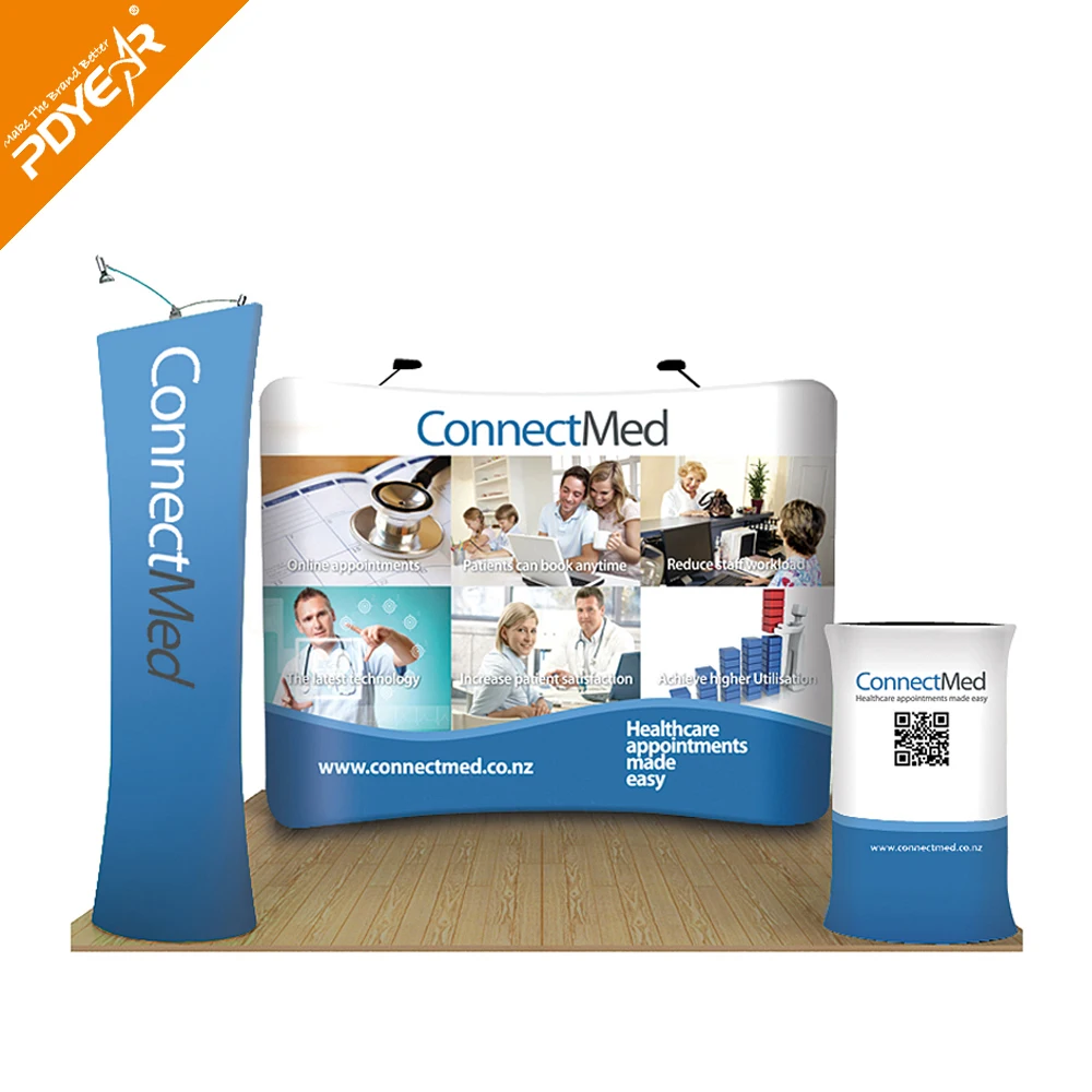 Portable backwall aluminum frame tradeshow booth fabric display rack sublimation printing photobooth backdrops