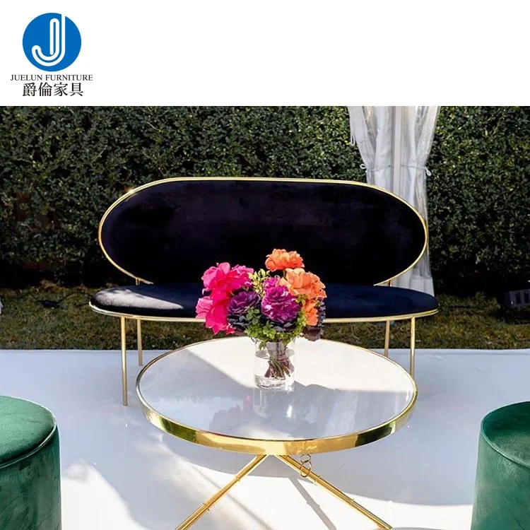 Event lounge furniture wedding sofa bride and groom modern sofa with stainless steel