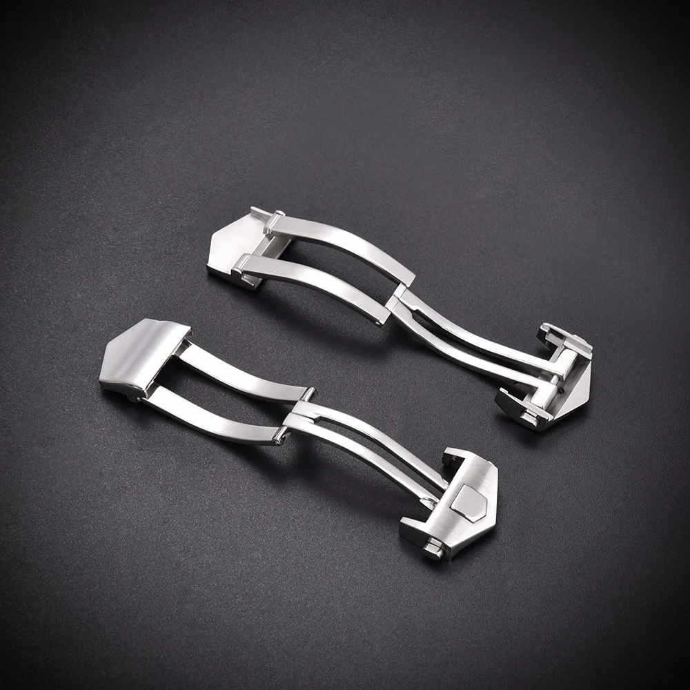 Stainless Steel Deployment Clasp 18 20mm Butterfly Folding Buckle Watch Strap Accessories Replacement For Leather Strap