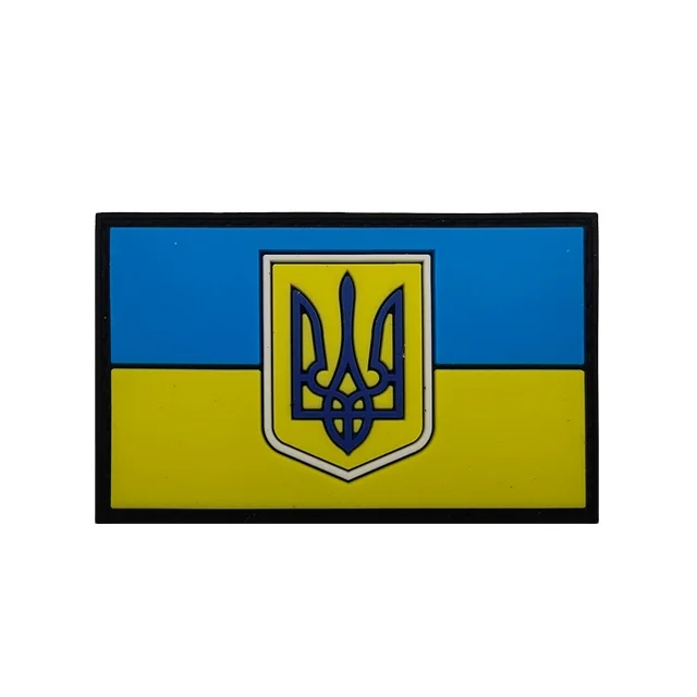 FIRE FIGHTER Ukraine Emblem With Flag Style PVC Rubber Decoration Applique For Backpack And Bags Patches Easy to Match.