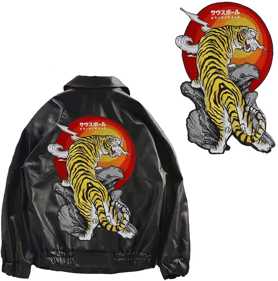 Large Tiger Animal Iron on Patches for Clothing Embroidery Applique Decorative Badges