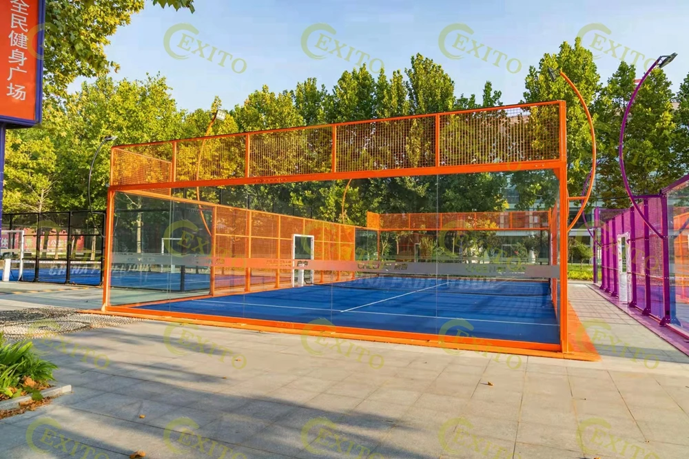 EXITO Worldwide Gold Manufacturer Automatic Model, Hot Dip Galvanized Portable Panoramic Padel Tennis Court