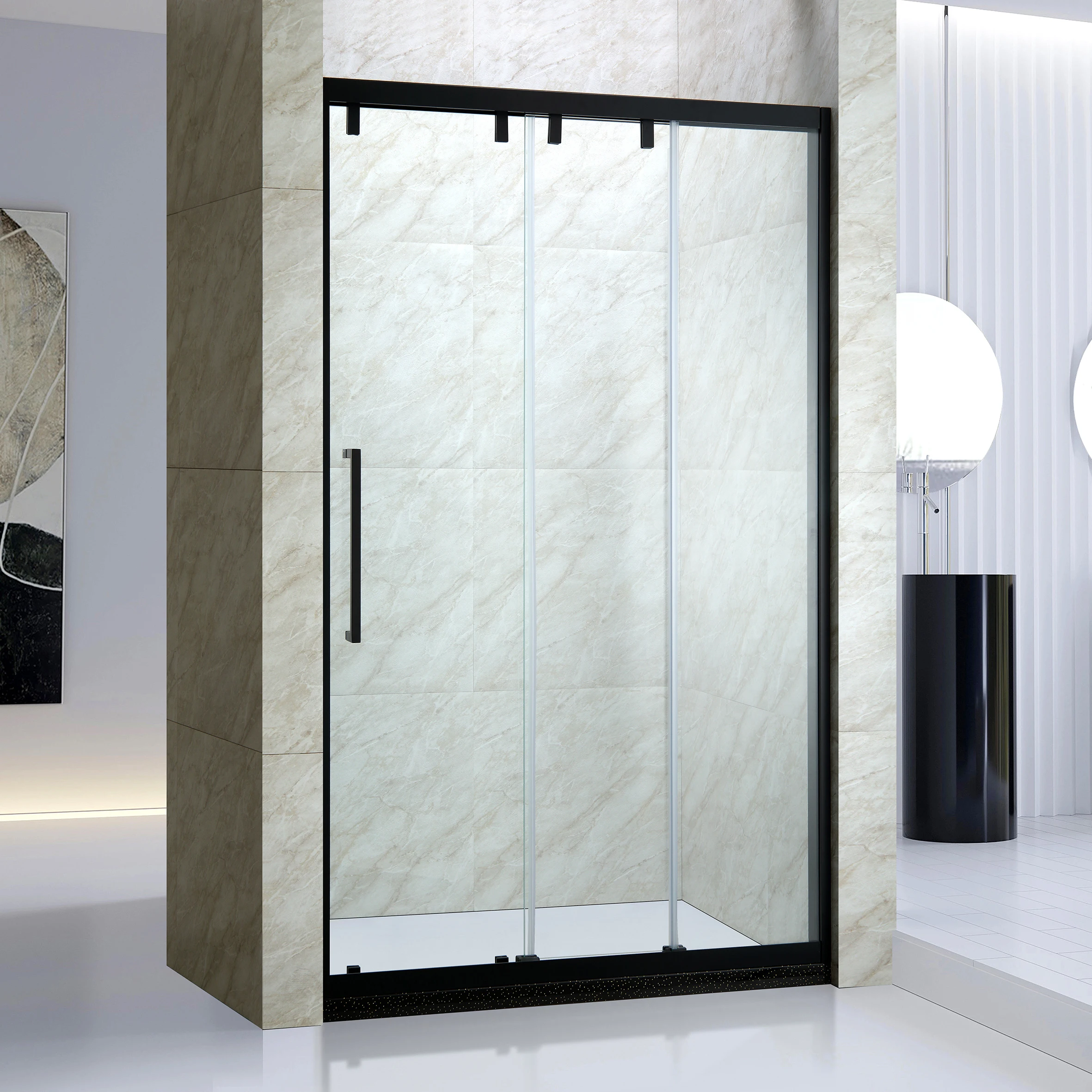 High Quality Matt Black Gold Sliding Glass Door Shower Enclosure Rooms Bathroom