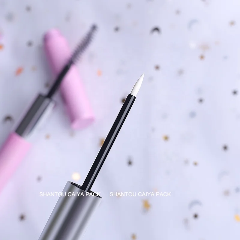OEM Custom pink Black 2 in 1 Double Ended Aluminum PETG Empty Cylinder Eyebrow Eyeliner Mascara Container Tubes Packaging