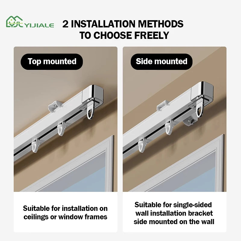 YIJIALE China Supplier 34-59 in Aluminium Alloy Curtain Ceiling Track Curtain Poles Tracks Curtain Rail