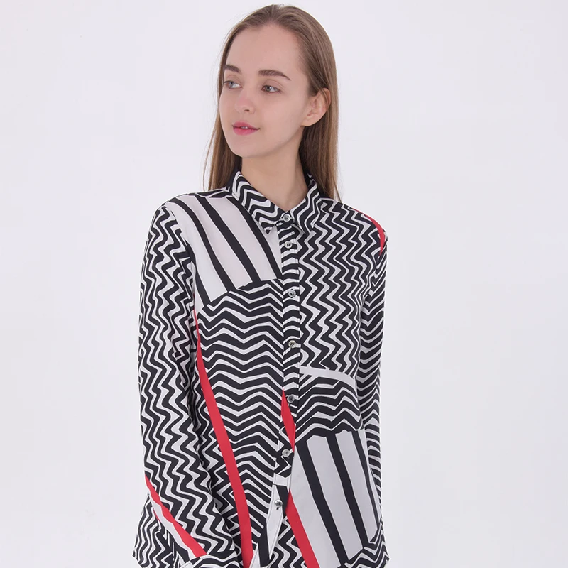 Professional manufacturer fashion lapels zebra print 100% silk long sleeve shirt
