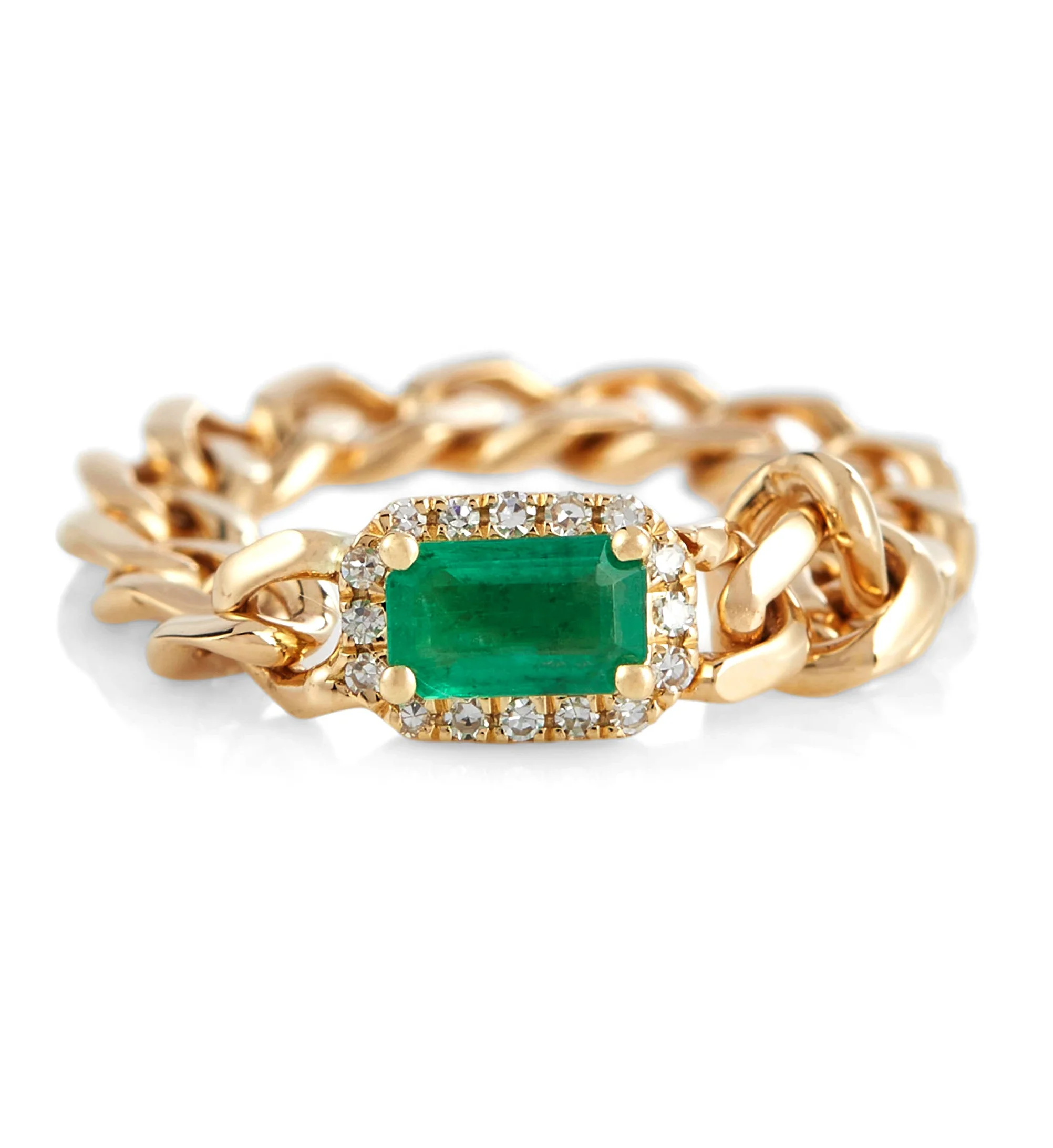Milskye perfect jewelry for women fashion fine 925 silver 18k gold baby link diamonds emerald rings