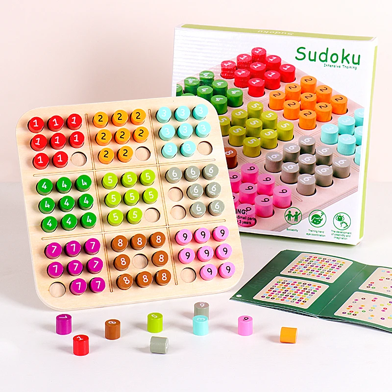 Kids Educational Math Logical Thinking Intelligence Toy Colorful Wooden Puzzle Detective Sudoku Board Game