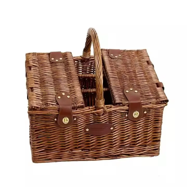 Cutlery Storage Basket Wicker Picnic Basket Non-Toxic Handmade Natural Rattan Picnic Basket For Kids
