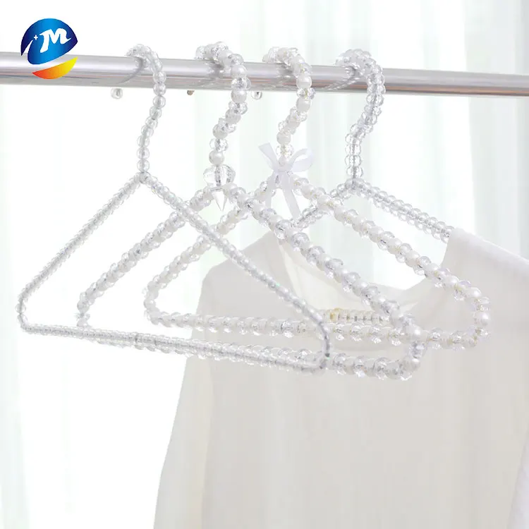 plastic wedding dress hanger adult pearl hangers 38.5cm adult clothes fashion pearl hangers for drying clothes coat sweater