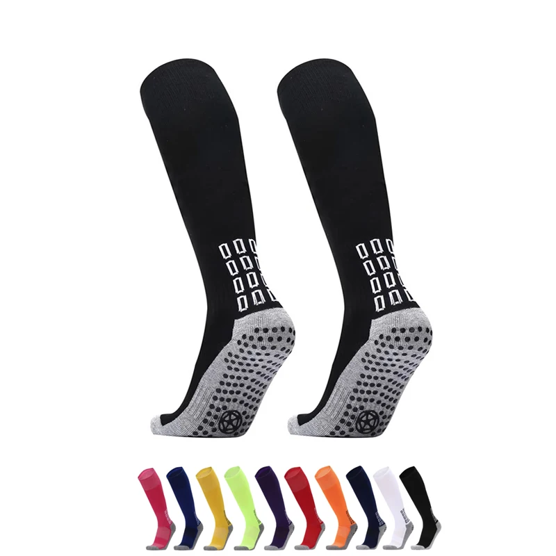 plain wholesale sports men soccer socks football long anti slip adults knee high kids size non slip football socks