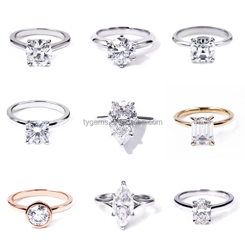 Tianyu High End Jewelry Manufacturer China 1 2 3 4 5 Carat CT 14K Solid White Gold Engagement Wedding Custom Moisssanite Rings