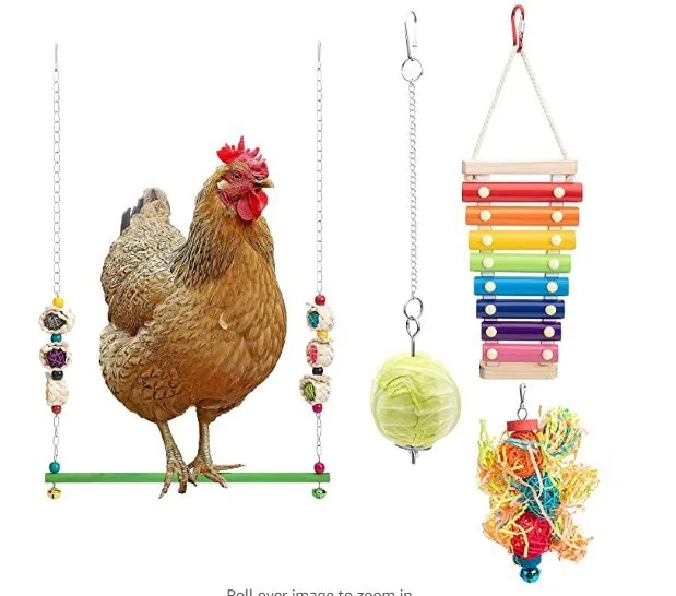chicken Bell Strings Chewing Pet Parrot Bird Toys Part Soft Set Supplies Bird Cage Accessories
