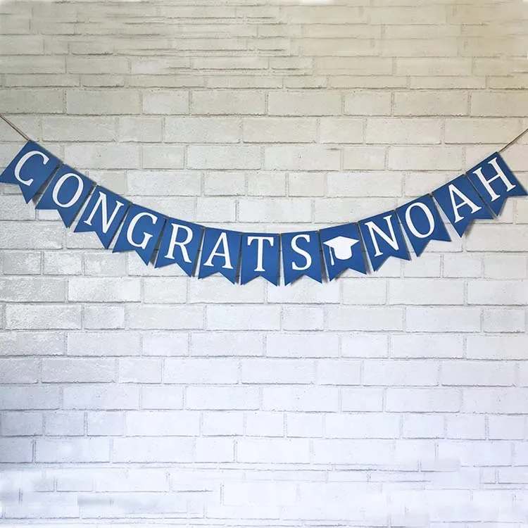 Custom congratuations handing paper party pennat flag dector banner for graduation
