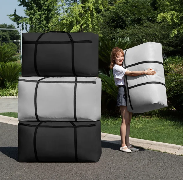 Reusable storage bags  big bag with zipper Large capacity Oxford cloth home storage organization