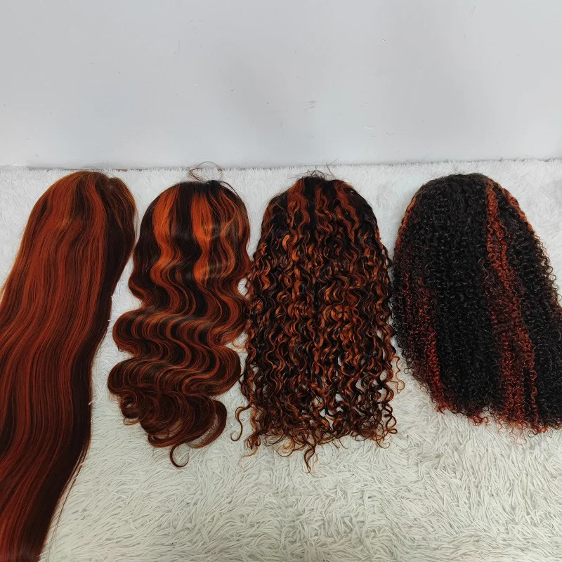 Letsfly Wholesale 250 density 10A highlight 100% human hair Custom style Wigs, 13*4 frontal transparent lace wigs