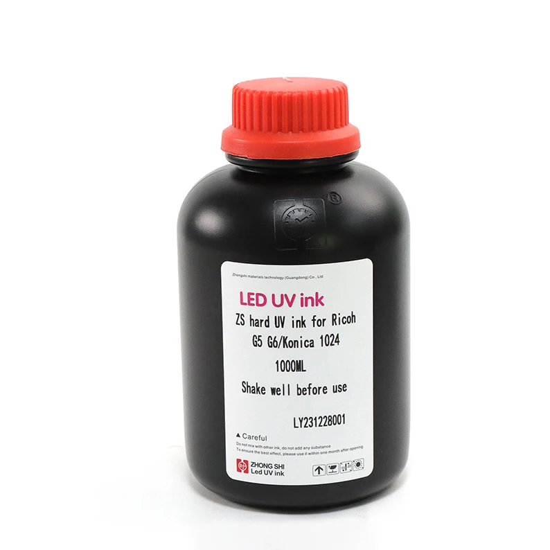 ZSink 1000ml hard flatbed printer uv curable ink for Epson i3200 /Ricoh G5 G6/ Konica 1024 print head