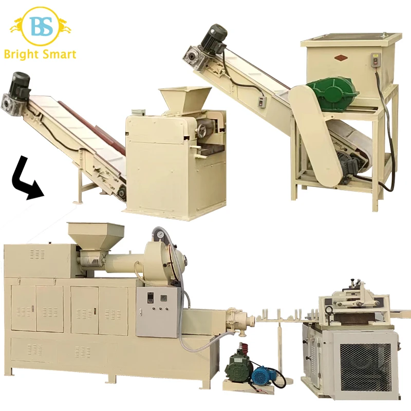 Fully automatic soap production line, from raw materials to final packaging, can make soap of various shapes, lengths and sizes