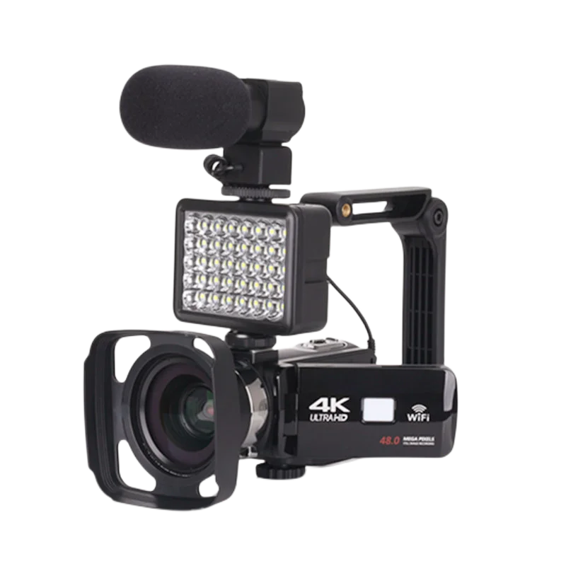 48MP WiFi Digital Camera HDV4K with External Wide Angle Lens MIC Record Your Smart Life