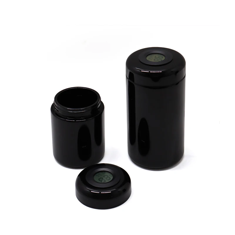 High Tech 10ml 150ml 30ml 50ml 100ml Dark Violet Stash UV Glass Jar with Humidity thermometer