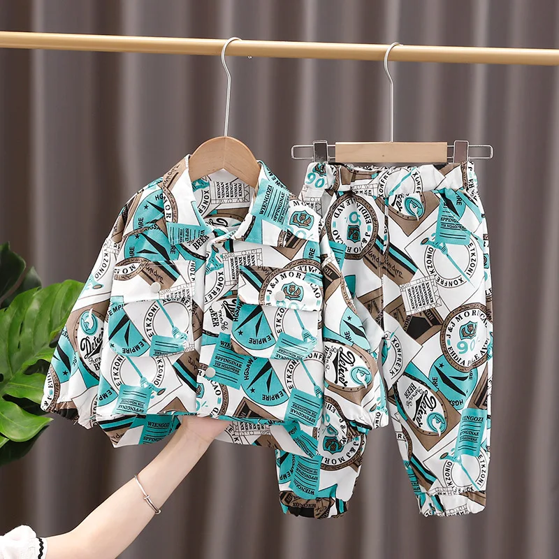 Костюм для мальчиков новинка 2022 модная детская одежда куртка осени и весны костюм из двух предметов Детский